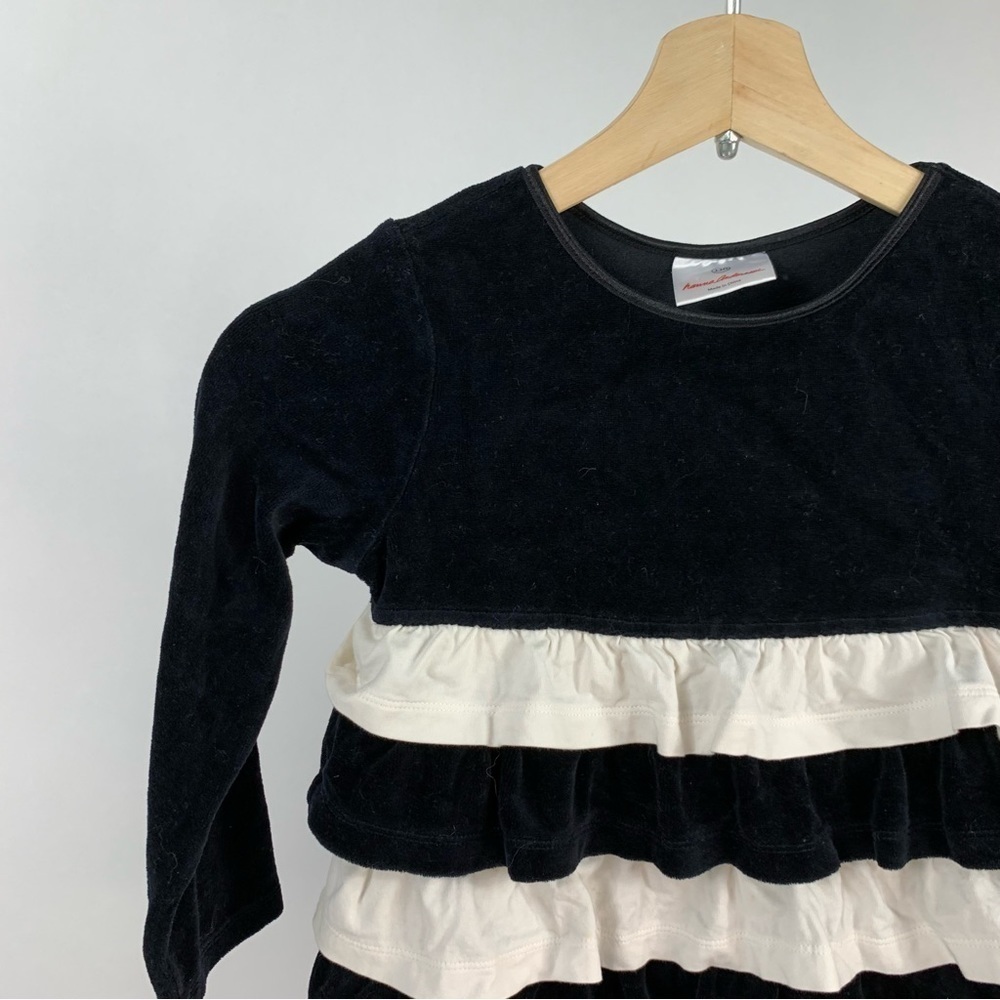 Hanna Andersson Long Sleeve Layered Tiered Ruffle Black White Girls Dress 5 - Picture 3 of 10